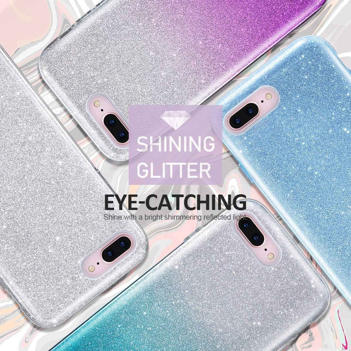 Iphone 8 plus Case,Iphone 7 plus Glitter Bling Sparkle Cute Girls Women Protective Christmas Case for Iphone 7 Plus/8 plus 5.5" (Red)