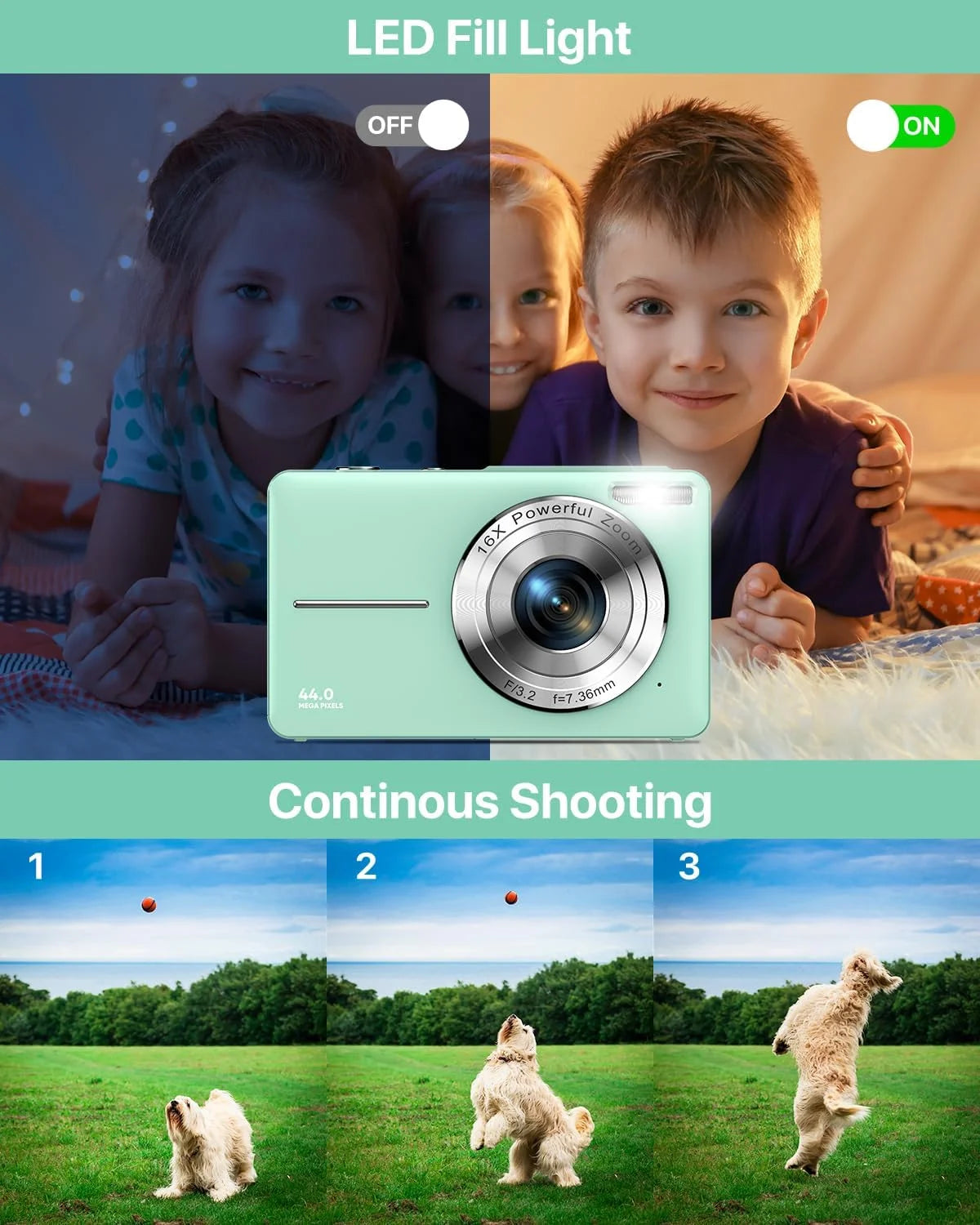 Digital Camera,Fhd 1080P Digital Camera for Kids Video Camera with 32GB Card 16X Digital Zoom, Compact Point and Shoot Camera Portable Small Camera for Teens Students Boys Girls Seniors(Black)