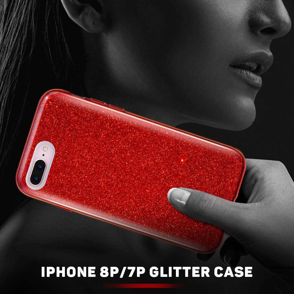 Iphone 8 plus Case,Iphone 7 plus Glitter Bling Sparkle Cute Girls Women Protective Christmas Case for Iphone 7 Plus/8 plus 5.5" (Red)