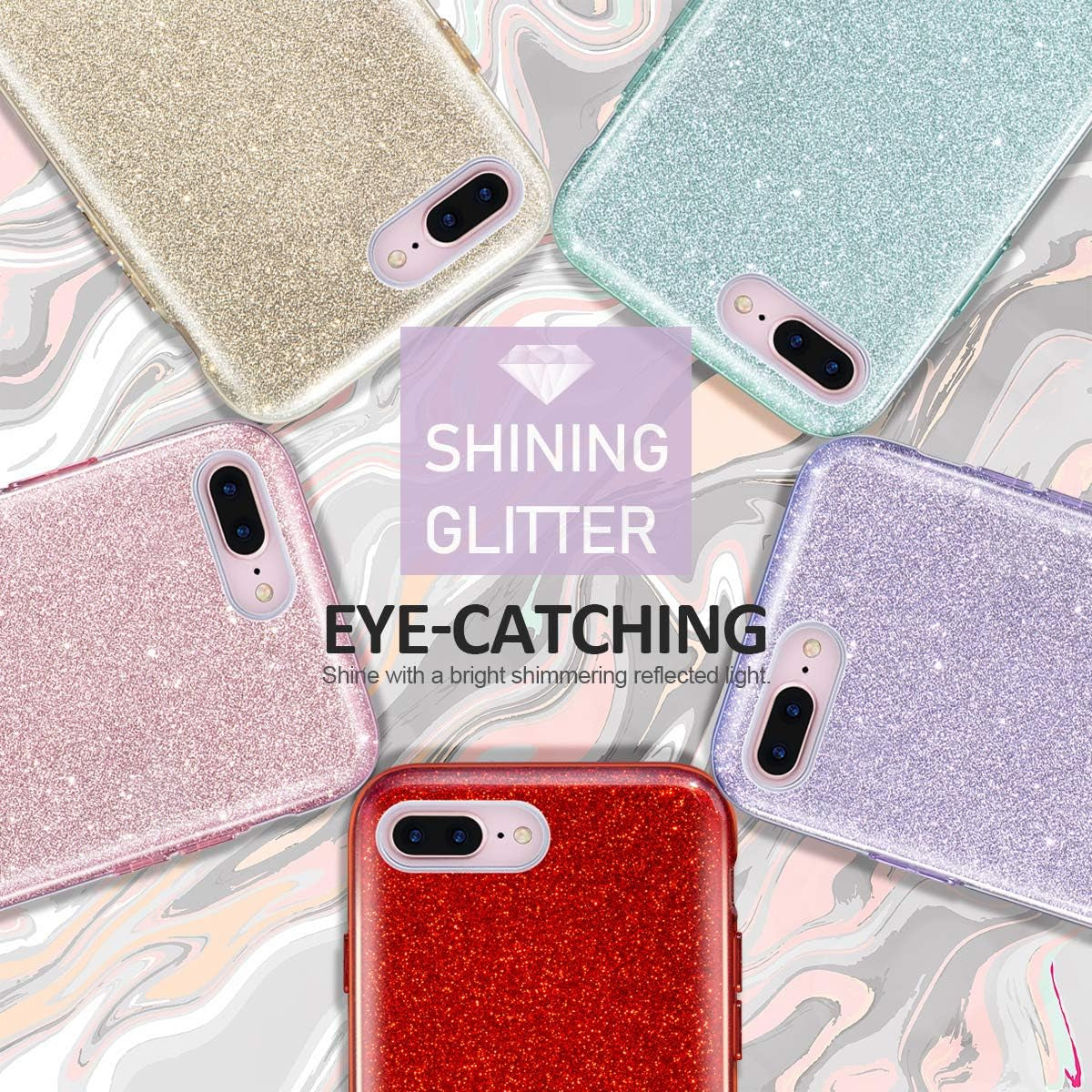 Iphone 8 plus Case,Iphone 7 plus Glitter Bling Sparkle Cute Girls Women Protective Christmas Case for Iphone 7 Plus/8 plus 5.5" (Red)