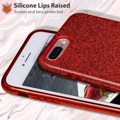 Iphone 8 plus Case,Iphone 7 plus Glitter Bling Sparkle Cute Girls Women Protective Christmas Case for Iphone 7 Plus/8 plus 5.5" (Red)