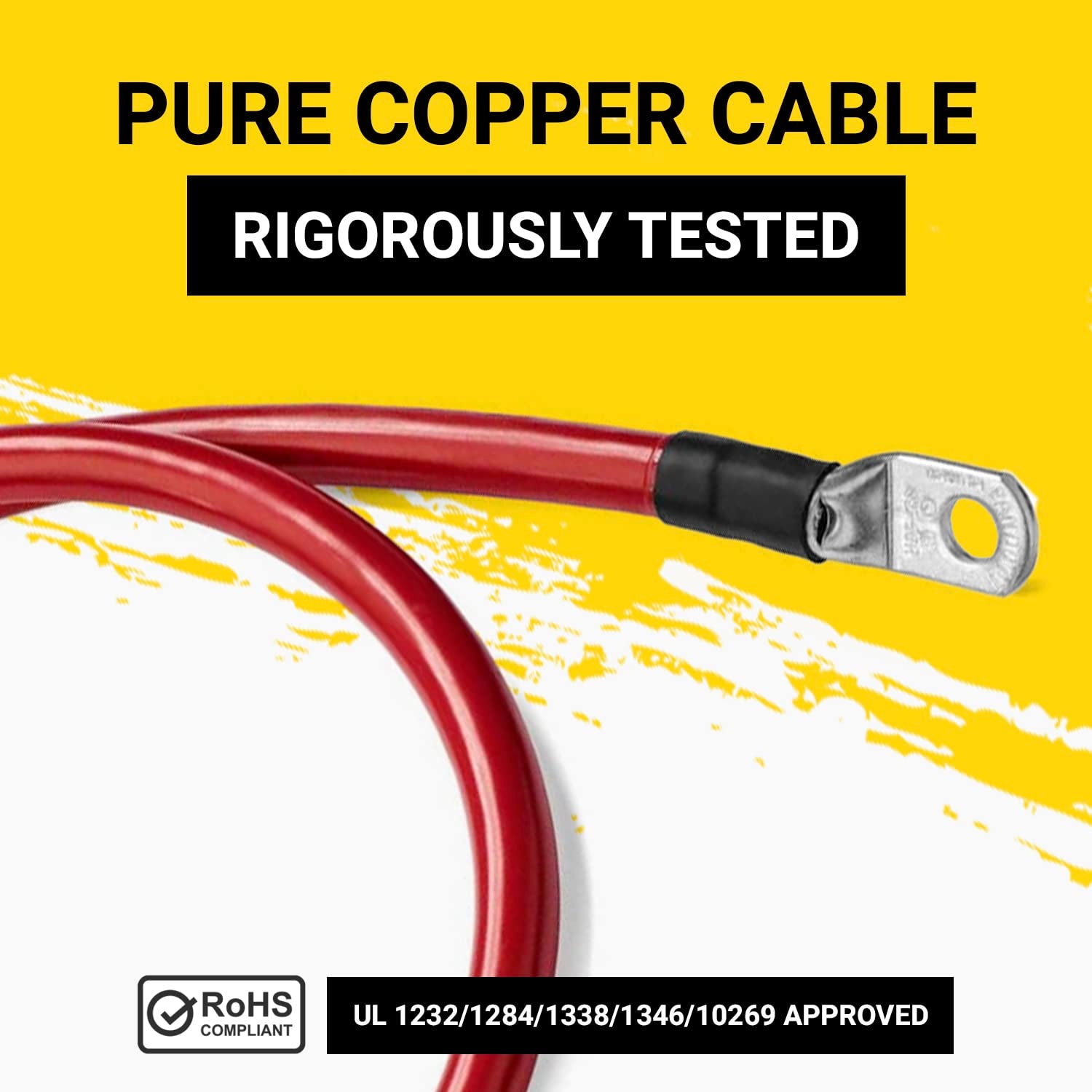 Black 1 Foot 2 AWG Battery Cable, Negative Only 5/16" M8