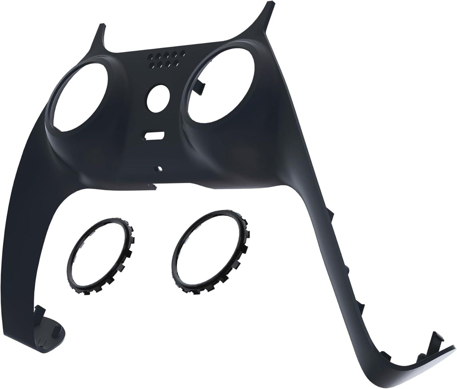 Solid Black Decorative Trim Shell for PS5 Controller, DIY Replacement Clip Shell for PS5 Controller, Custom Plates Cover for PS5 Controller with Accent Rings - Controller NOT Included